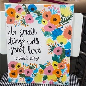 mother teresa floral canvas painting